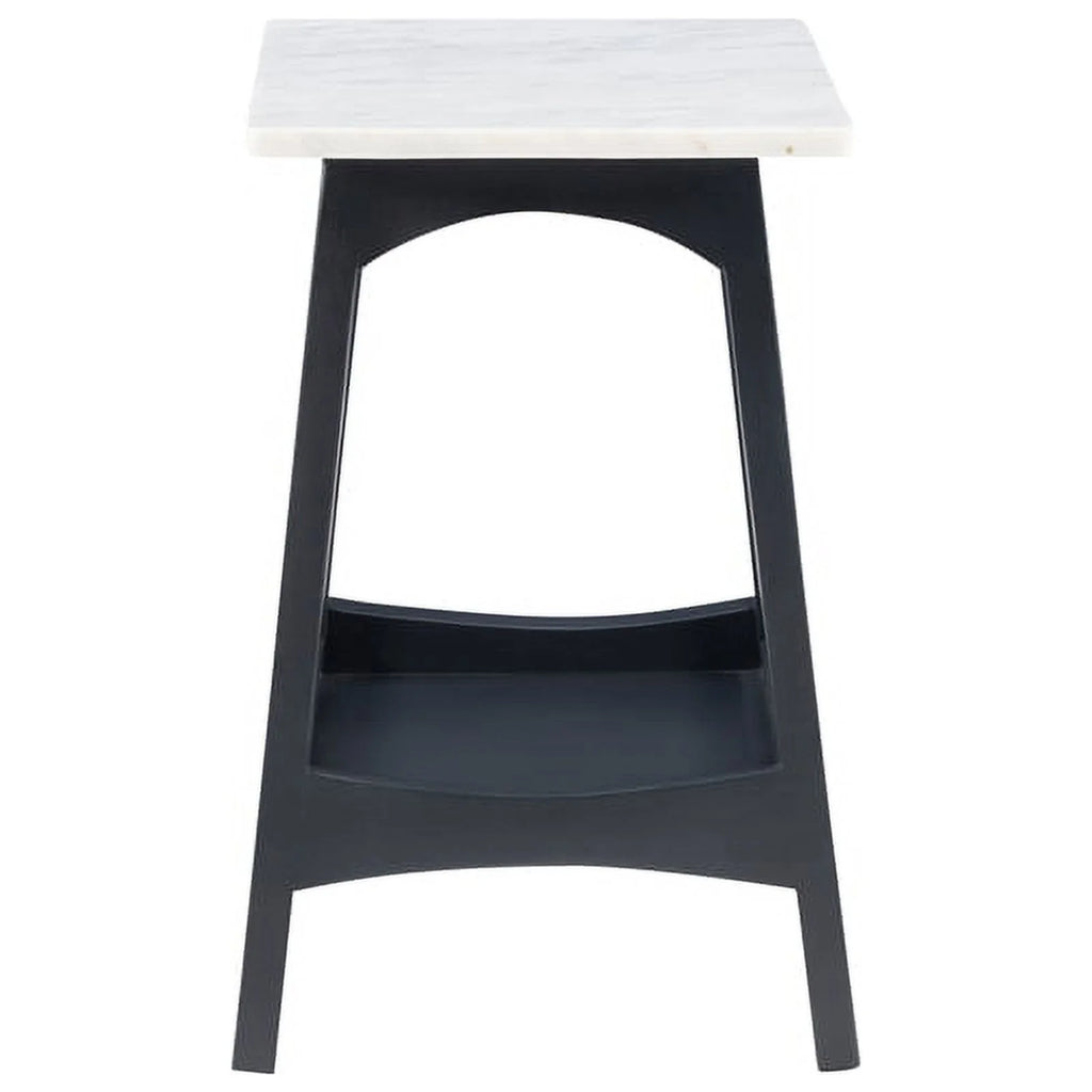 Gray Marble and Wood Side Table L35416
