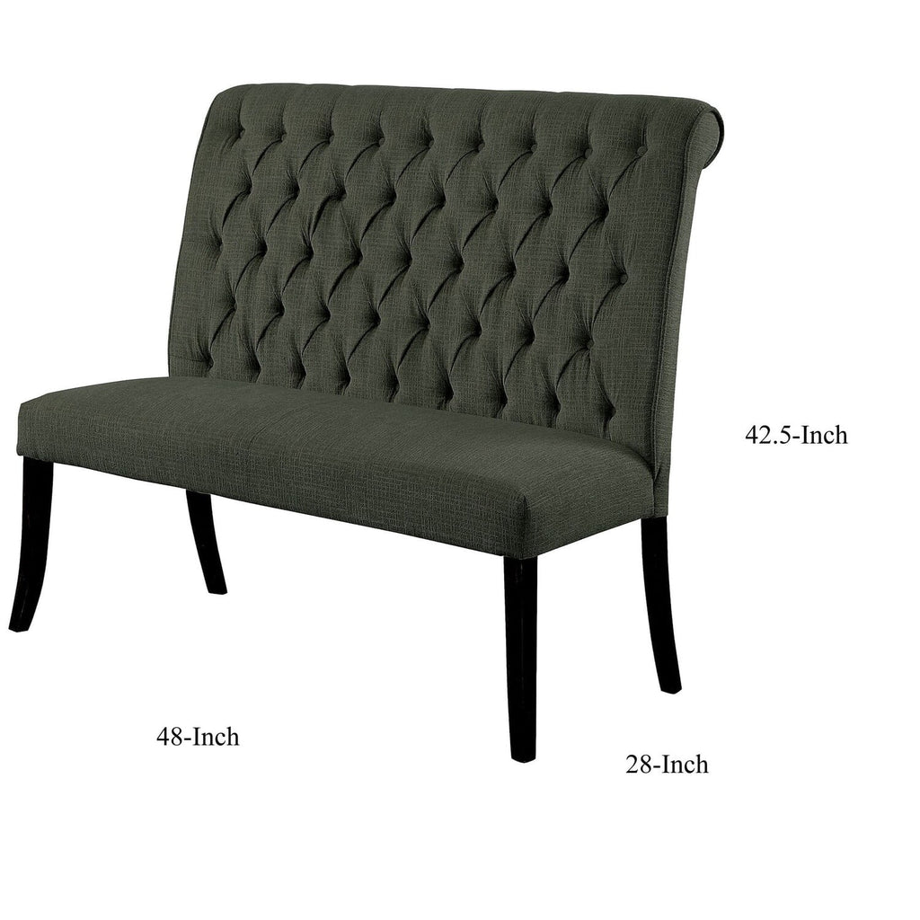 Tufted Fabric Upholstered Wooden Love Seat Bench M220107