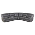 Gray 6 Piece Faux Leather Power Reclining Sectional Q3000