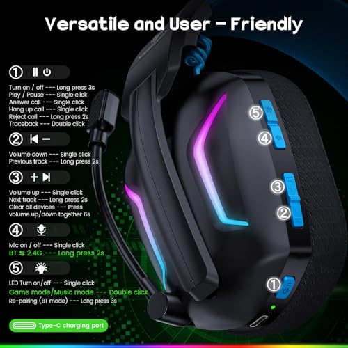 2.4GHz Wireless Gaming Headset with ENC Noise Canceling Microphone D194609