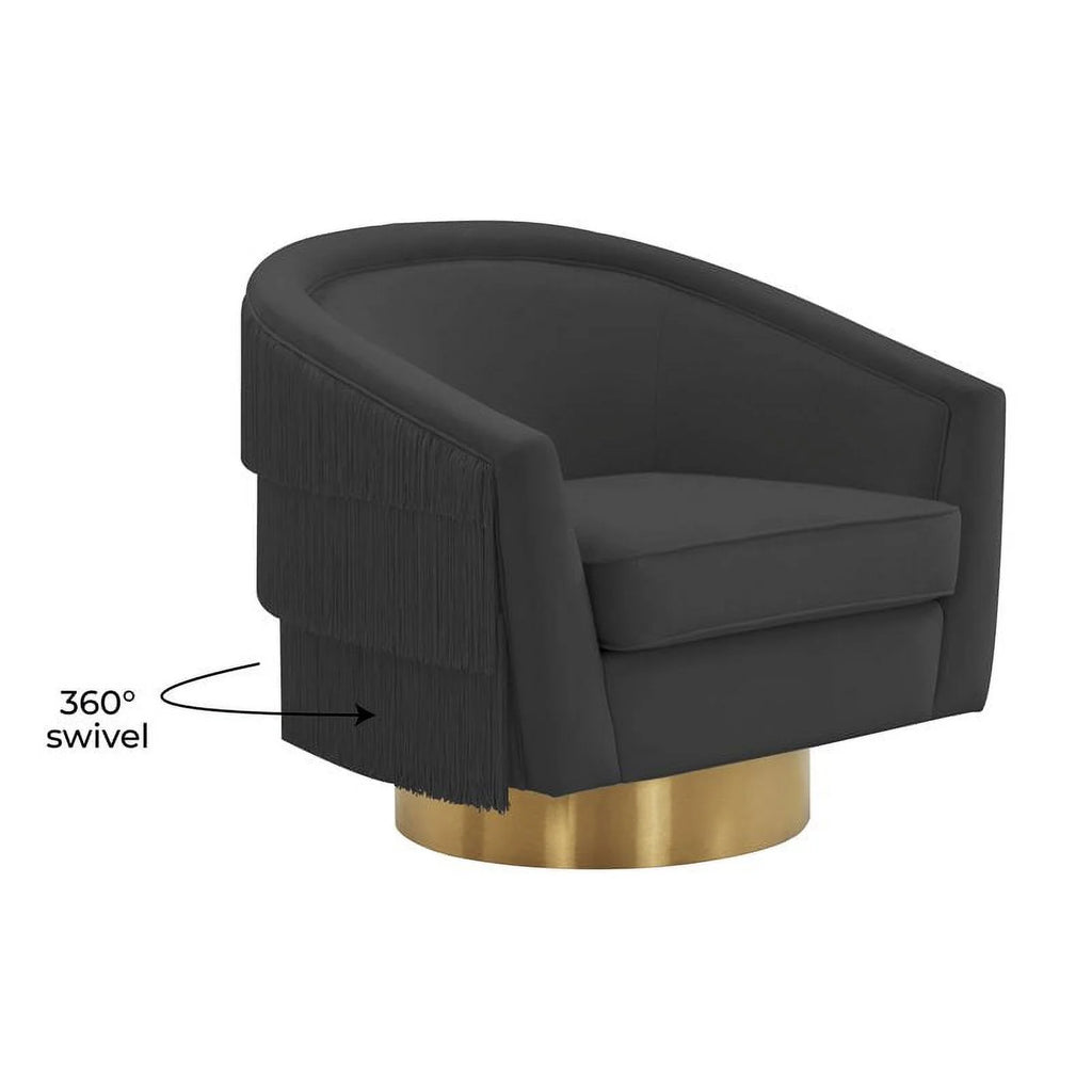 Black Velvet Swivel Accent Chair S521