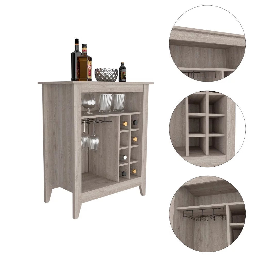 Light Gray Bar Cabinet with Wine Cubbies J3997