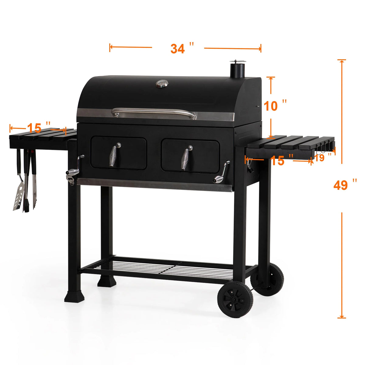 34-inch Portable Charcoal BBQ Grill H945989
