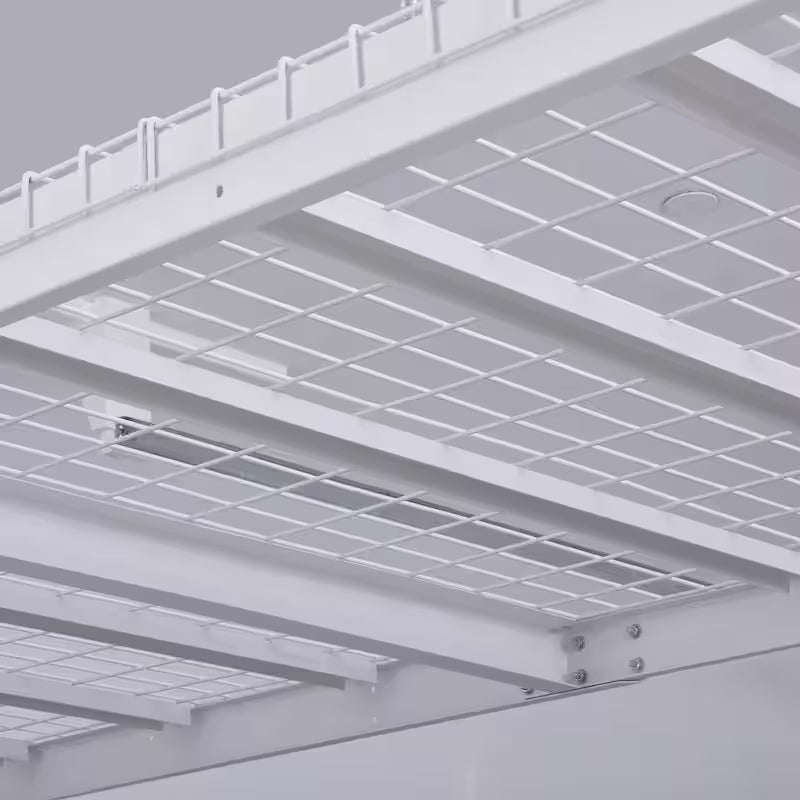 Adjustable Height White Overhead Ceiling Storage Rack Q389