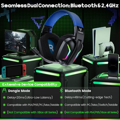 2.4GHz Wireless Gaming Headset with ENC Noise Canceling Microphone D194609