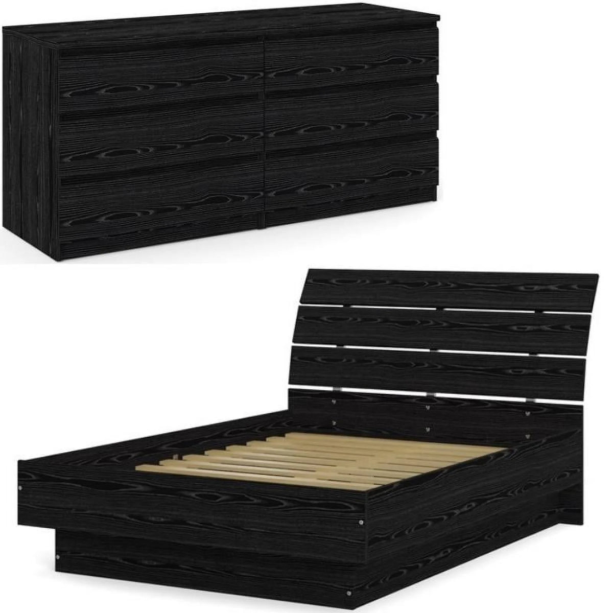 2 Piece Full Bed and 6 Drawer Double Dresser Set Y2605