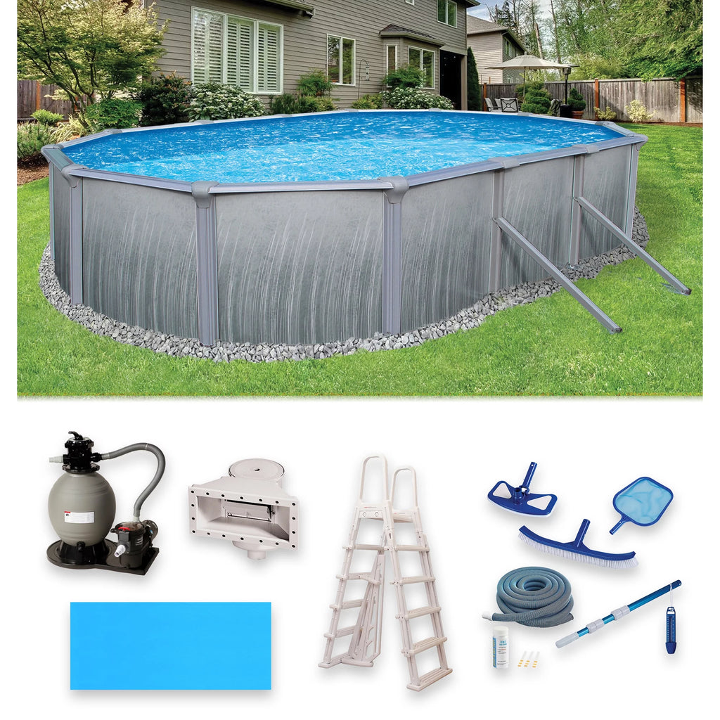 12-ft x 24-ft Oval 52-in Deep Metal Wall Swimming Pool L366