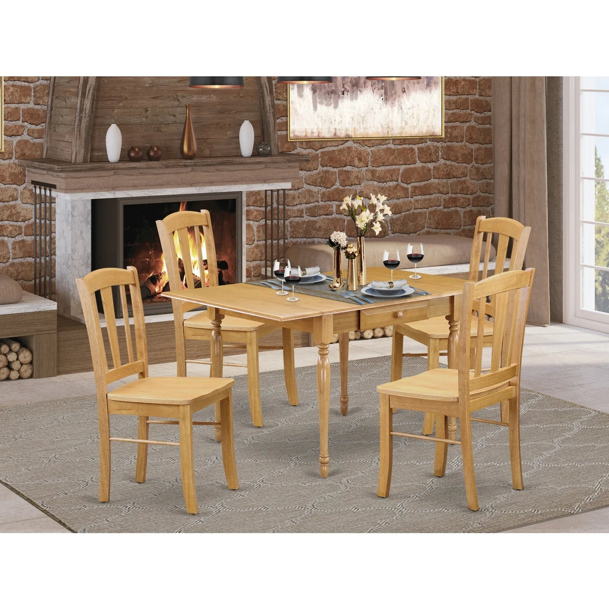 5 Pc Wood Dining Table Set with 4 Chairs B831