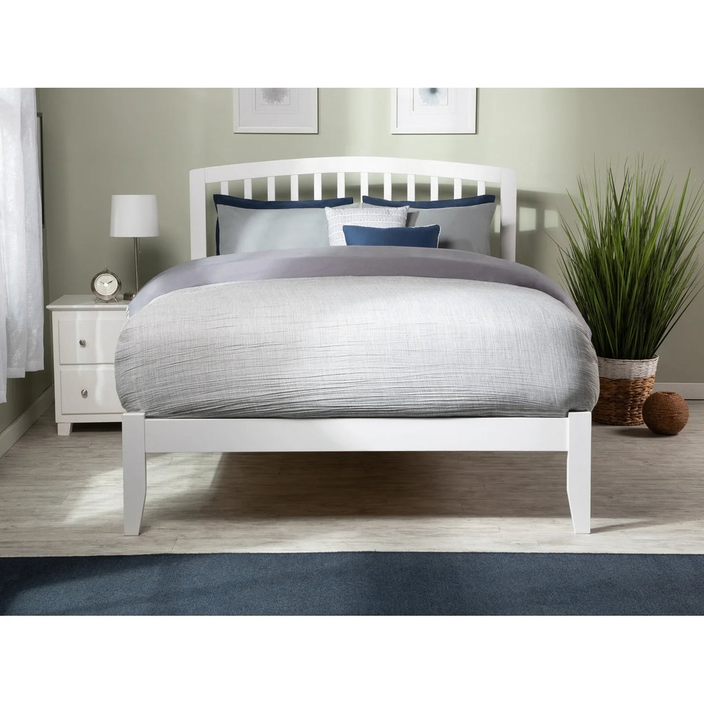 White Full Platform Bed with Open Foot V9528