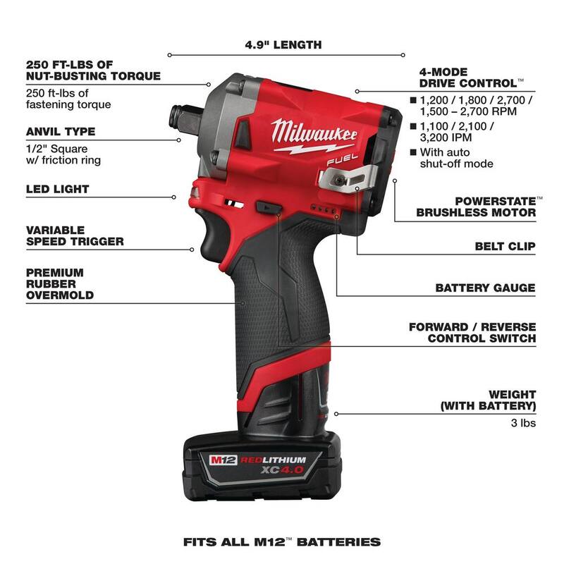 12V Lithium-Ion Brushless Cordless 1/2 in. Impact Wrench Kit Q283400