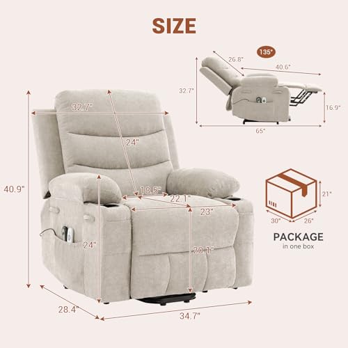 Oversize Power Lift Recliner Chair with Heat and Massage D7772