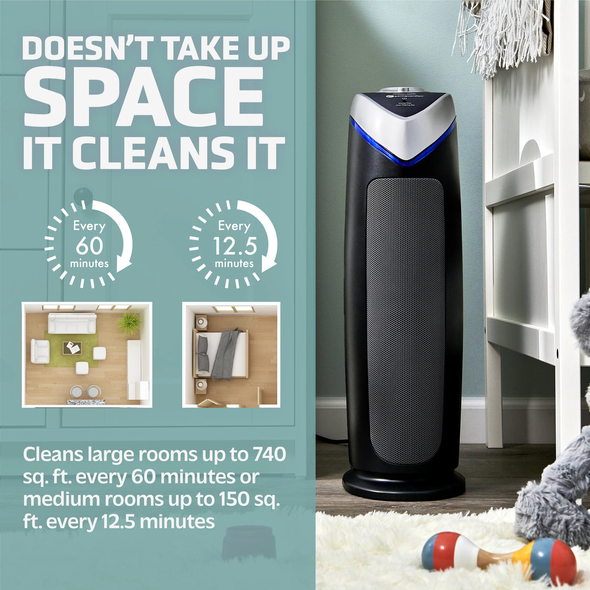 Tower Air Purifier with True HEPA Filter and UV-C Sanitizer, 2-Pack P29963