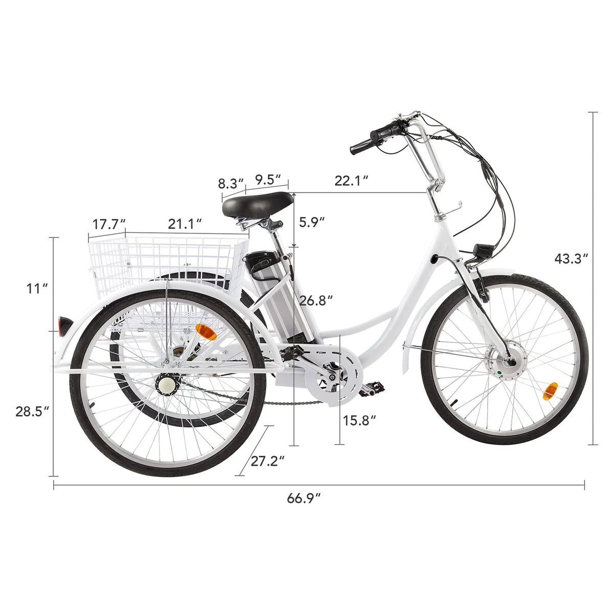 24inch 3 Wheel Electric Tricycle with 250w Motor L96389