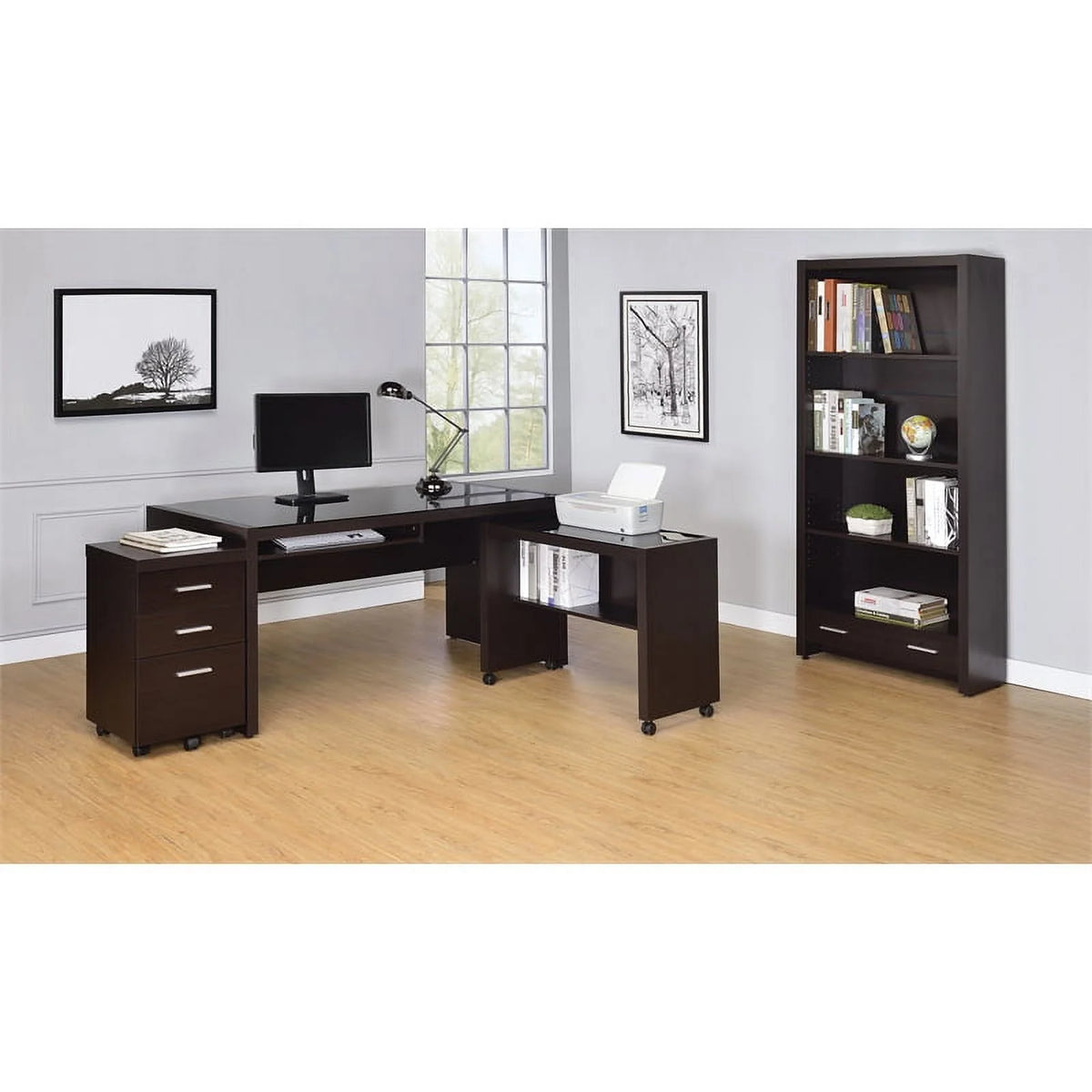 Computer Desk and 3 Drawer Mobile File Cabinet T626