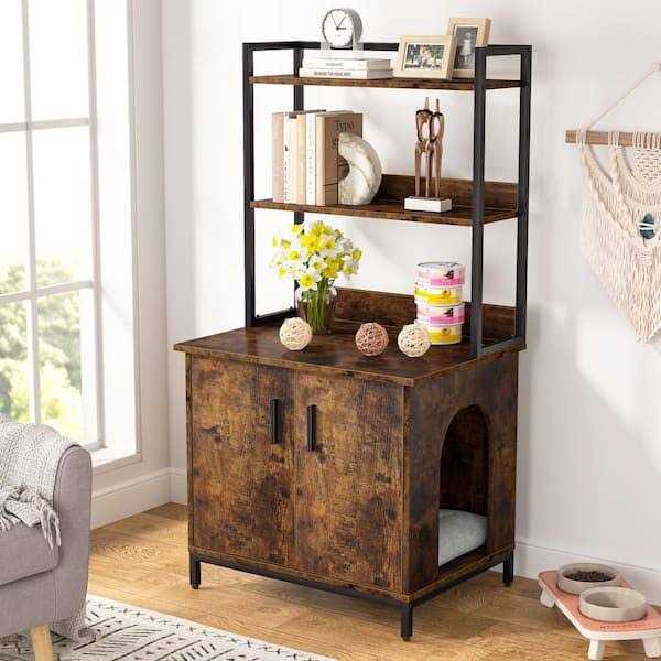 Rustic Brown Litter Box Enclosure Q373896