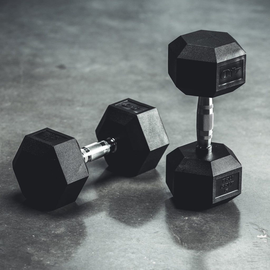 40lb Black Rubber Hex Dumbbell B44009