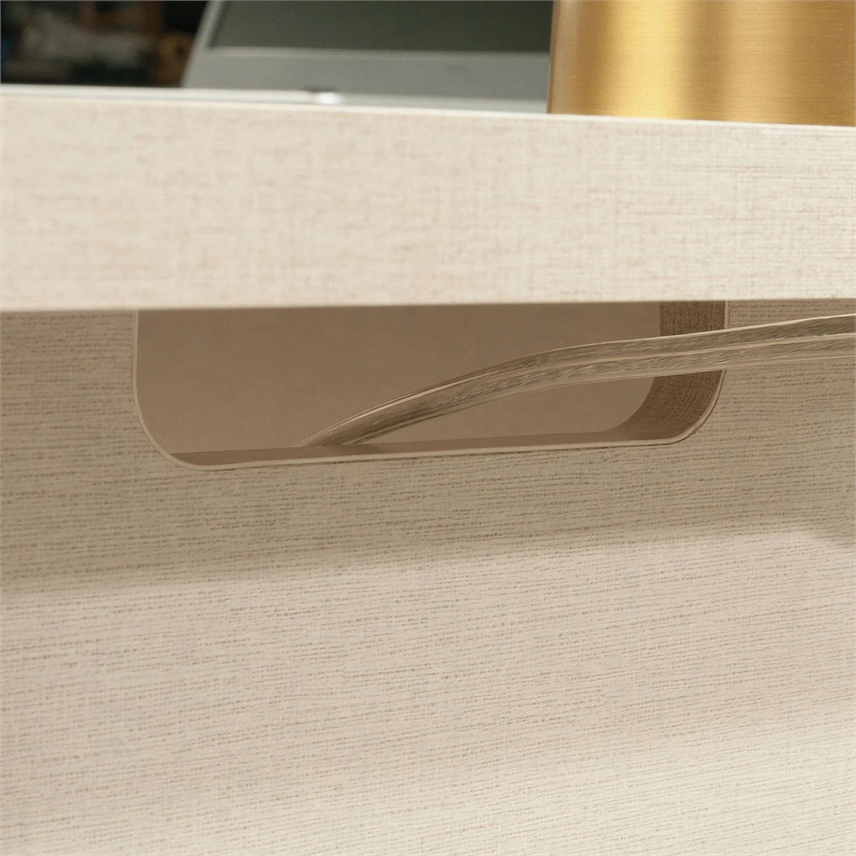 L-Desk in Dove Linen/Off White Finish W510