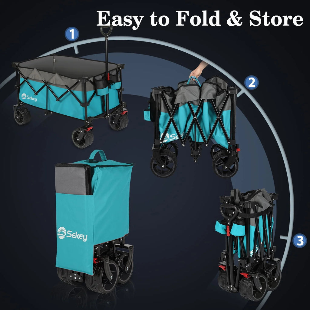 200L Heavy Duty Foldable Wagon with All-Terrain Wheels, Black P454