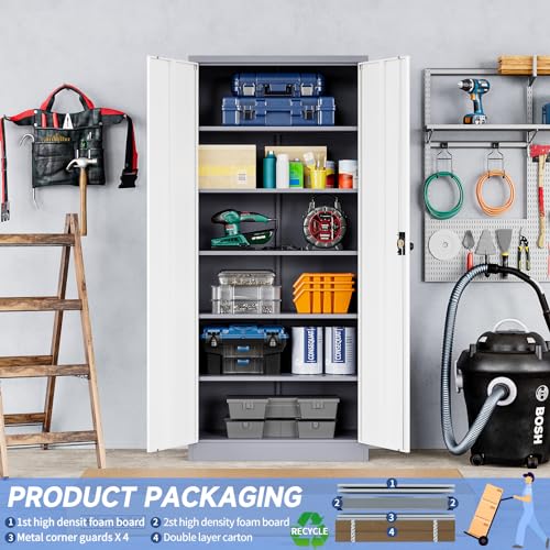 Black Gray Metal Storage Cabinet with Lock S929361