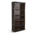 75.5" 5-shelf Farmhouse Wood Bookcase in Dark Brown I38230