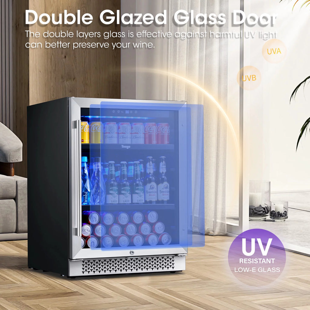 24 Can Beverage Refrigerator Cooler with Reversible Door U79344