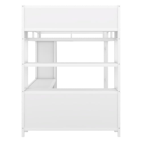 Black Full Size Metal Loft Bed with Wardrobe and L-Shaped Desk N8982