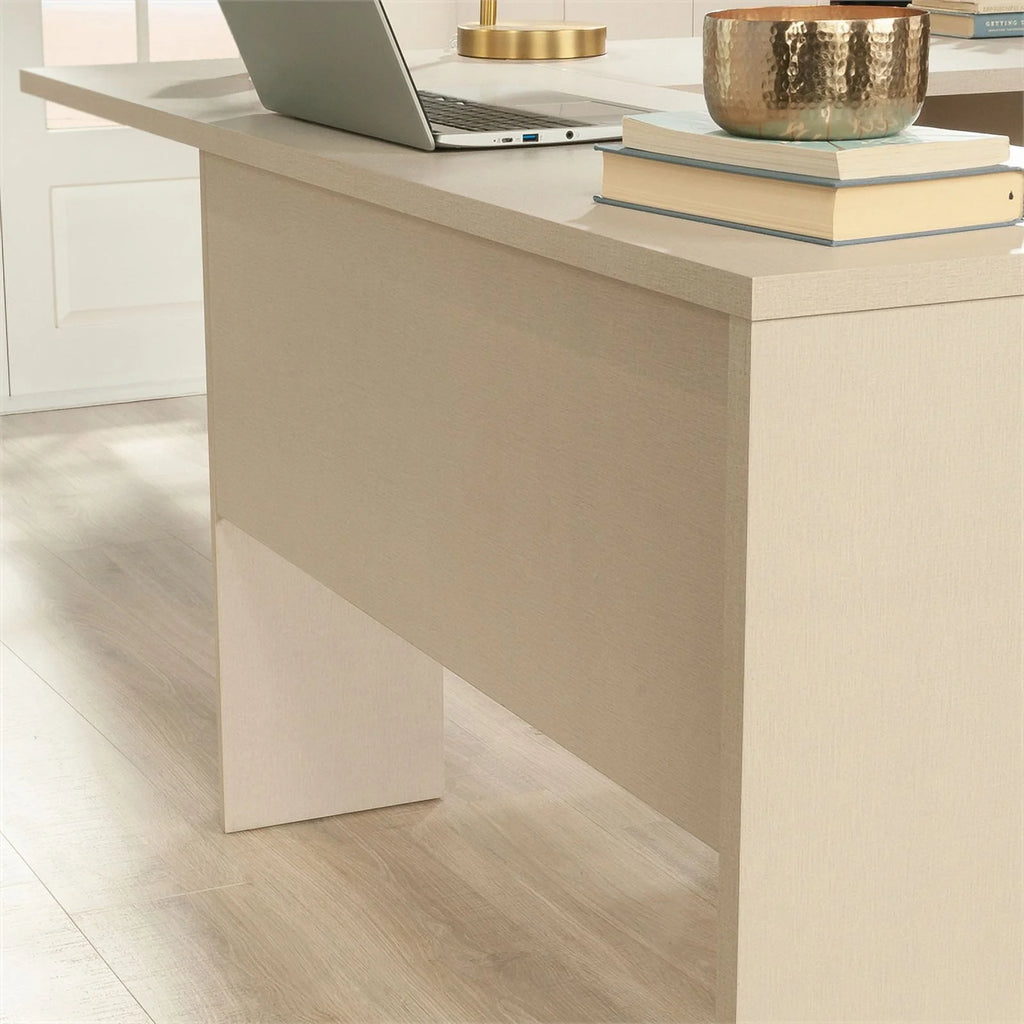 L-Desk in Dove Linen/Off White Finish W510