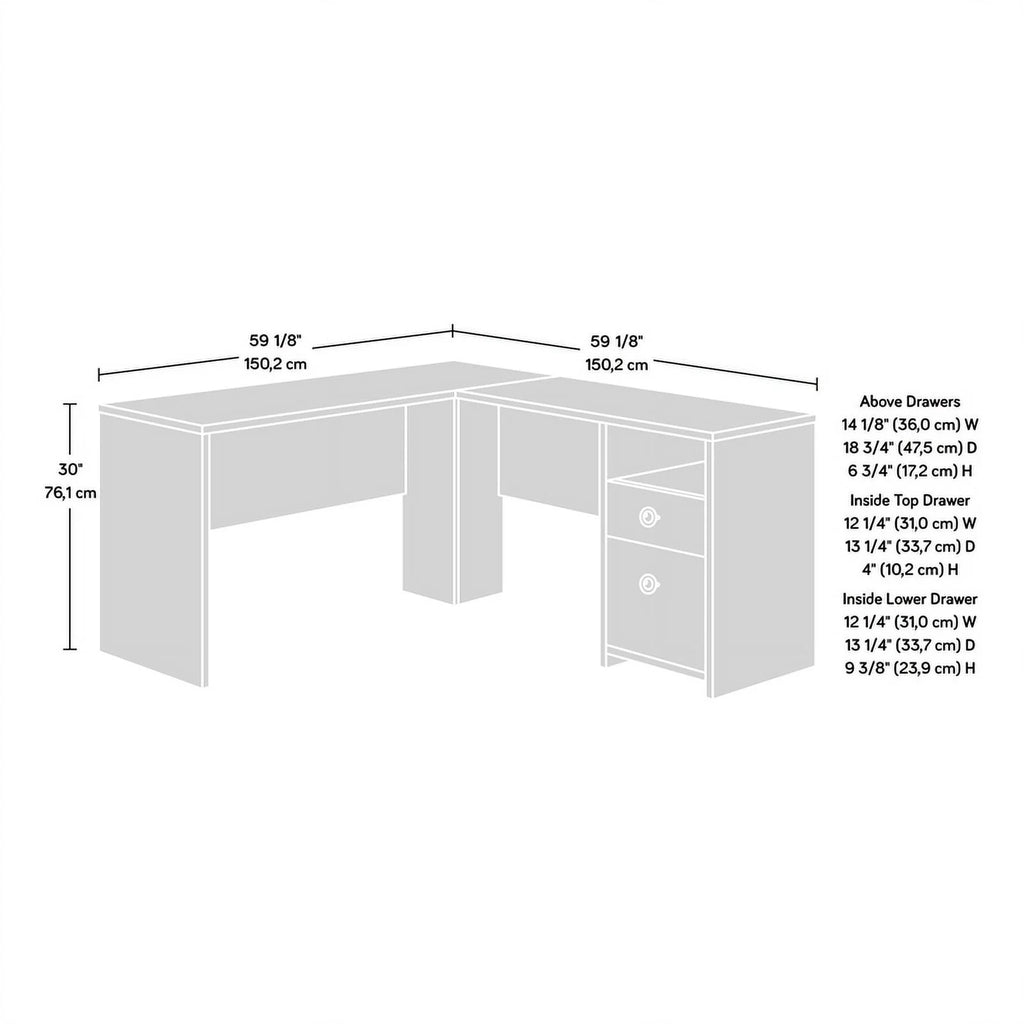 L-Desk in Dove Linen/Off White Finish W510