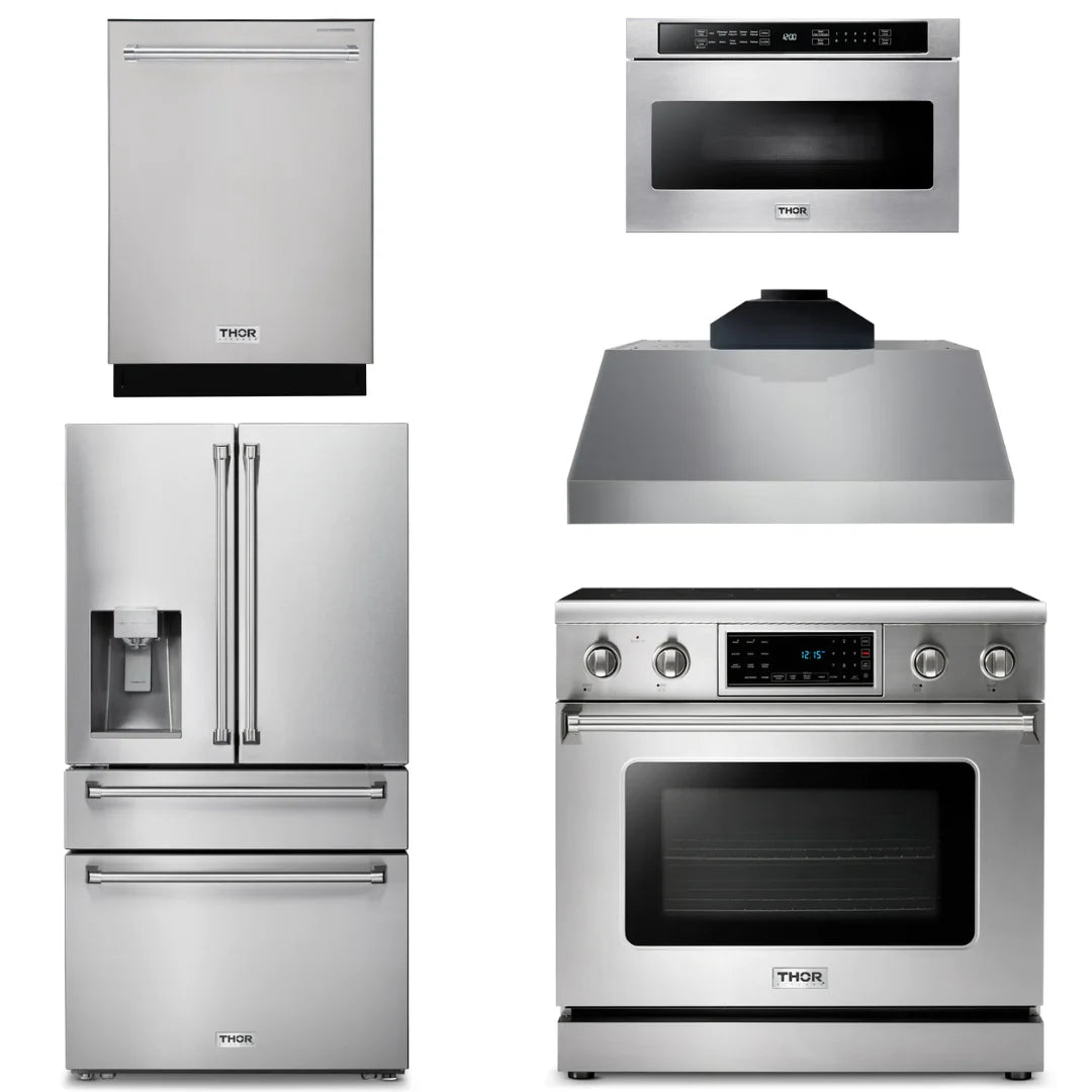 36 Electric Range, Range Hood, Microwave, Refrigerator, Dishwasher L52502