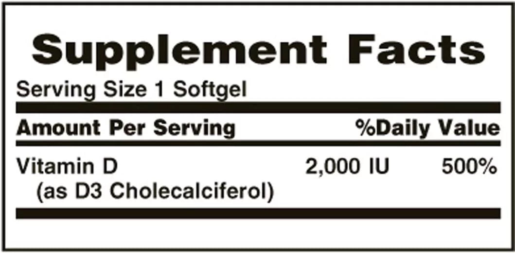 Vitamin D3 2000 IU Softgels Pack of 3 X21311