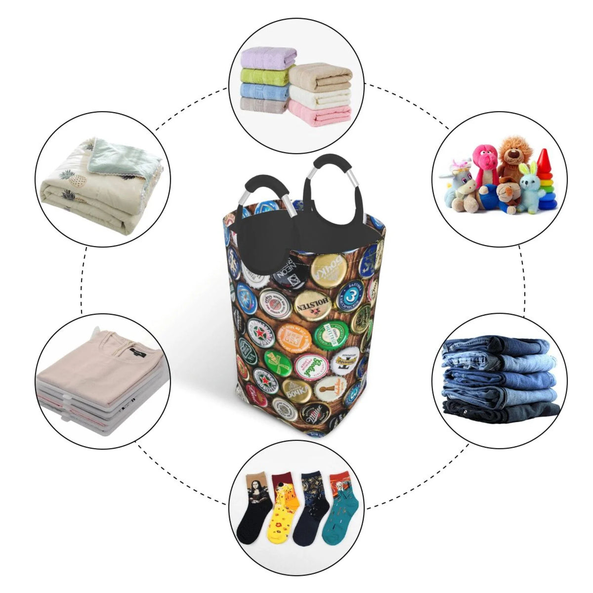 Large Canvas Fabric Collapsible Laundry Hamper E2620