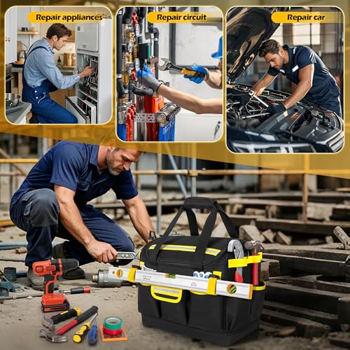 15-Inch Heavy Duty Black Tool Organizer Bag with Hard Base A8885
