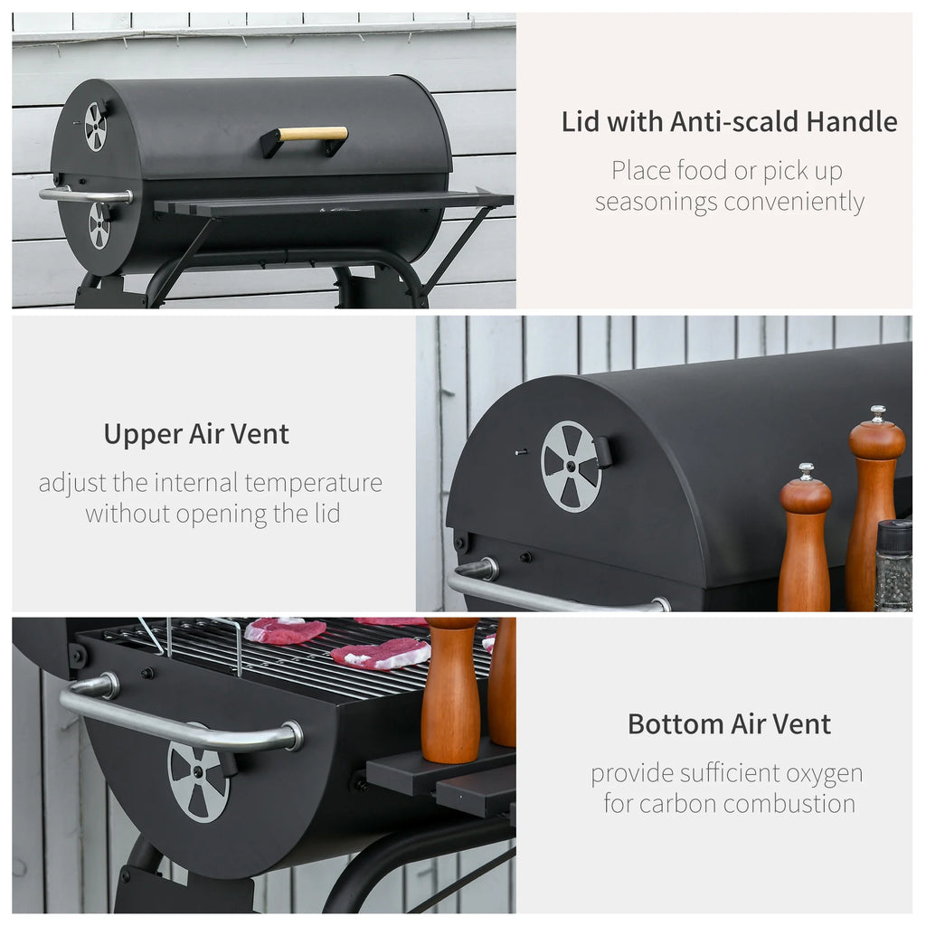 Portable Charcoal BBQ Grill and Offset Smoker Combo B151