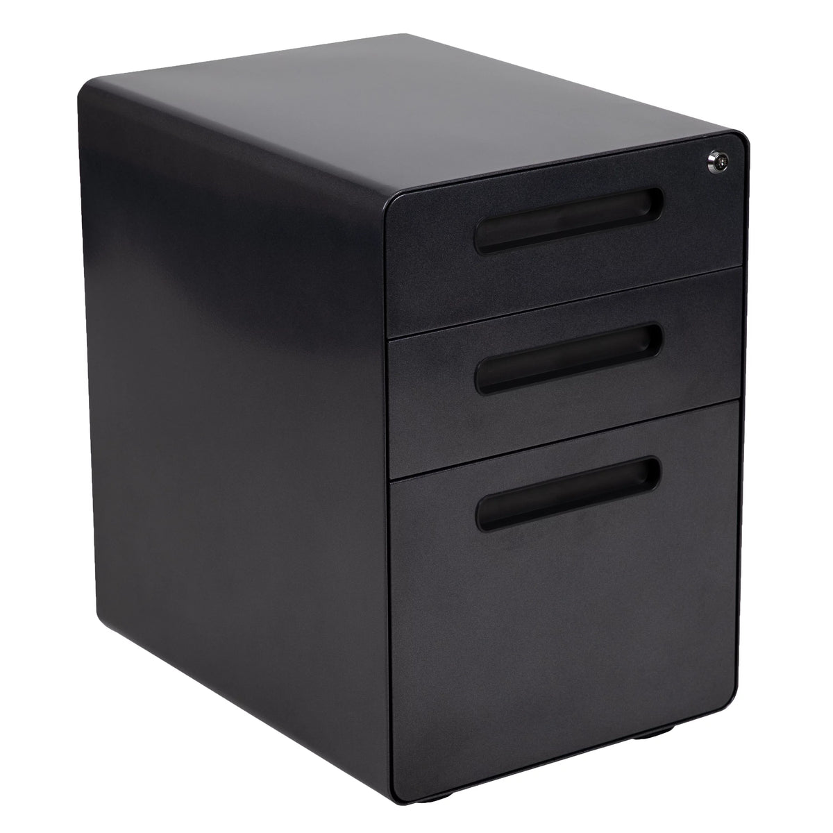 Black Computer Desk, Ergonomic Mesh Office Chair and Locking Mobile Filing Cabinet G33142