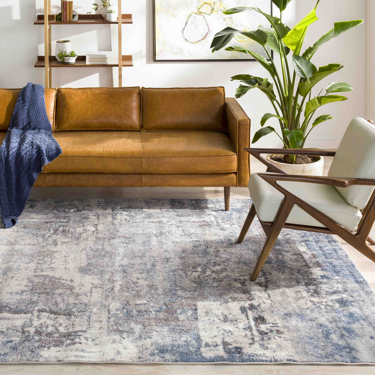 7x7 Teal Square Area Rug E9018