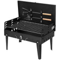 Portable Square Charcoal Grill with Fork and Shovel, Black O4999